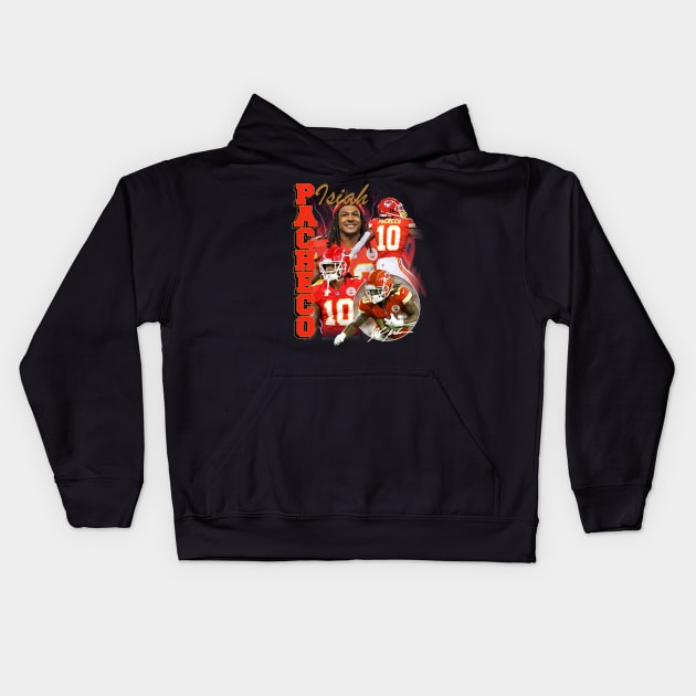 VINTAGE FOOTBALL 90S ISIAH PACHECO BOOTLEG Kids Hoodie by Archer Expressionism Style